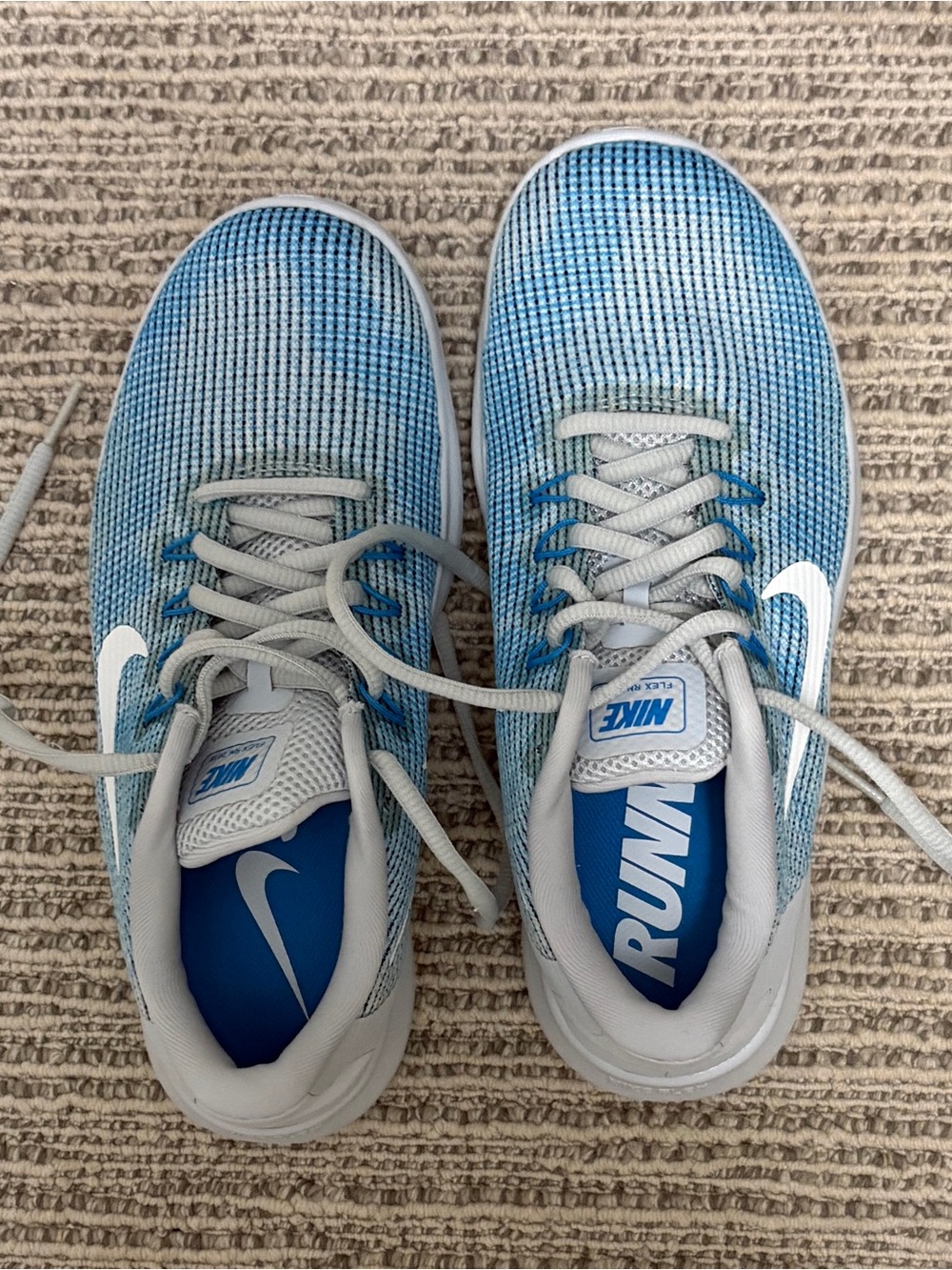 Nike Women's Light Blue and White Running Shoes